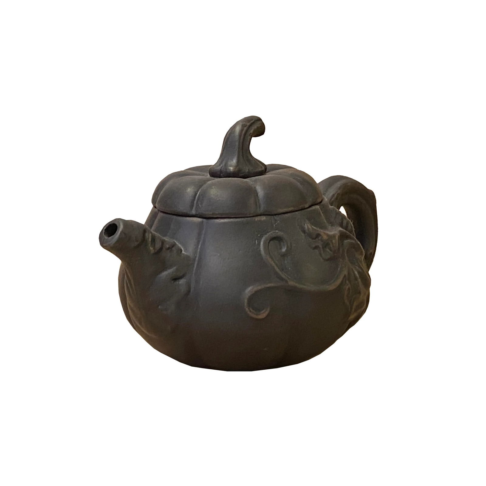 Chinese Brown Yixing Zisha Clay Teapot W Pumpkin Lid Accent - 6