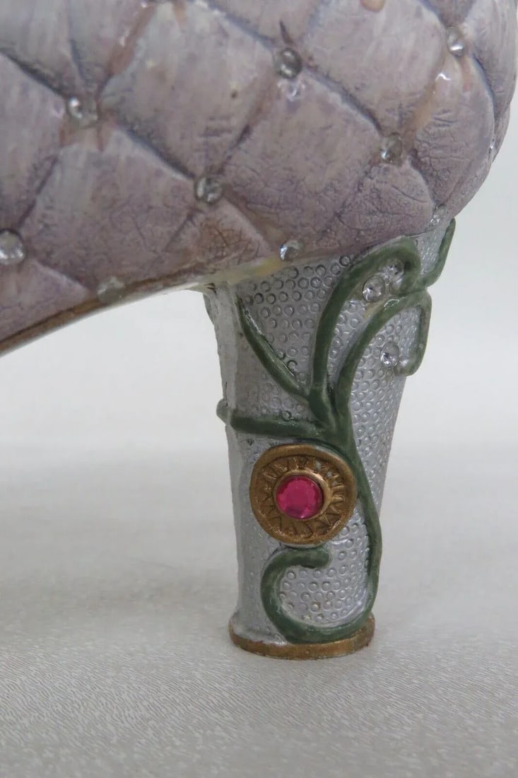 Ceramic Gemstone Design Floral Victorian Style High Heel Shoe Figurine - 8