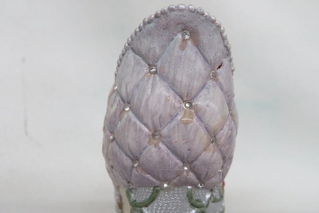 Ceramic Gemstone Design Floral Victorian Style High Heel Shoe Figurine - 9