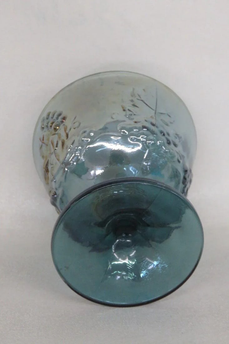 Indiana Carnival Glass Harvest Grape Blue Iridescent Footed Sugar Bowl - 4