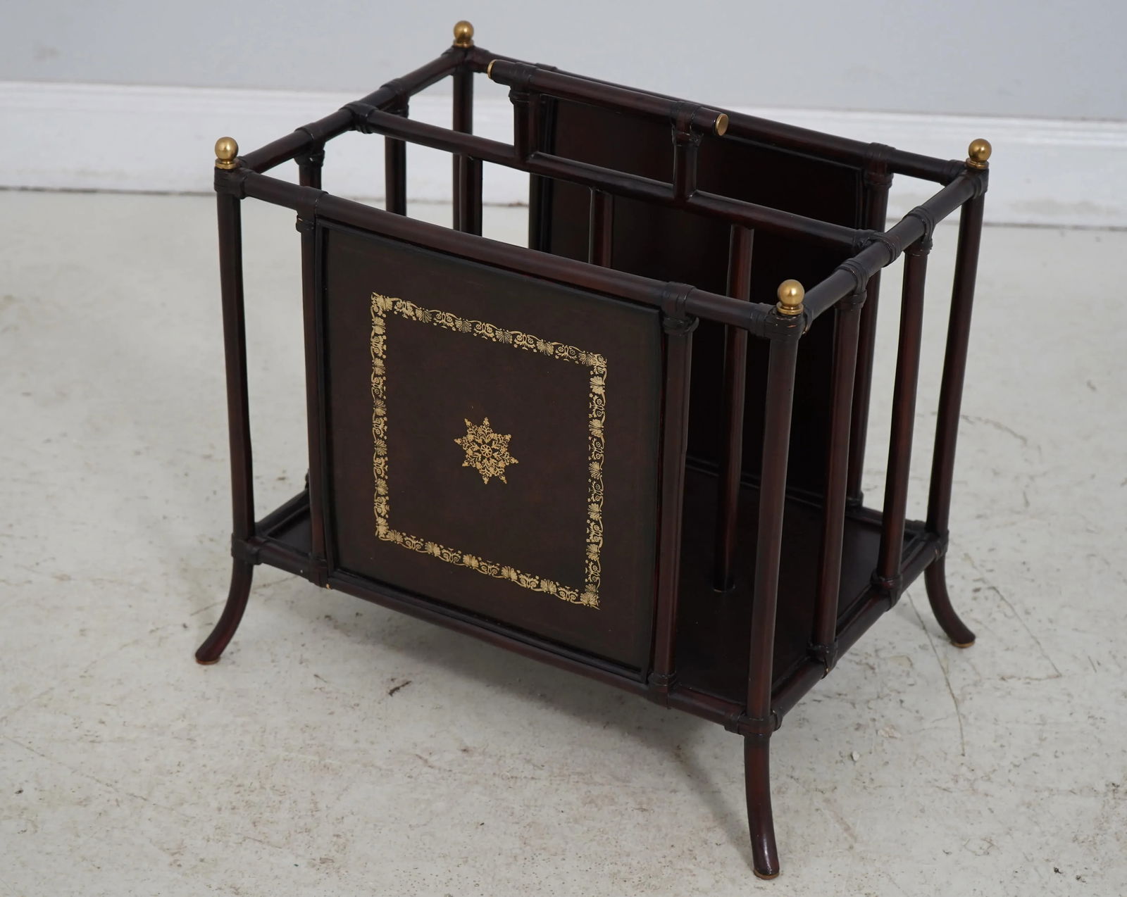 Maitland Smith Bamboo Form & Leather Magazine Rack - 2