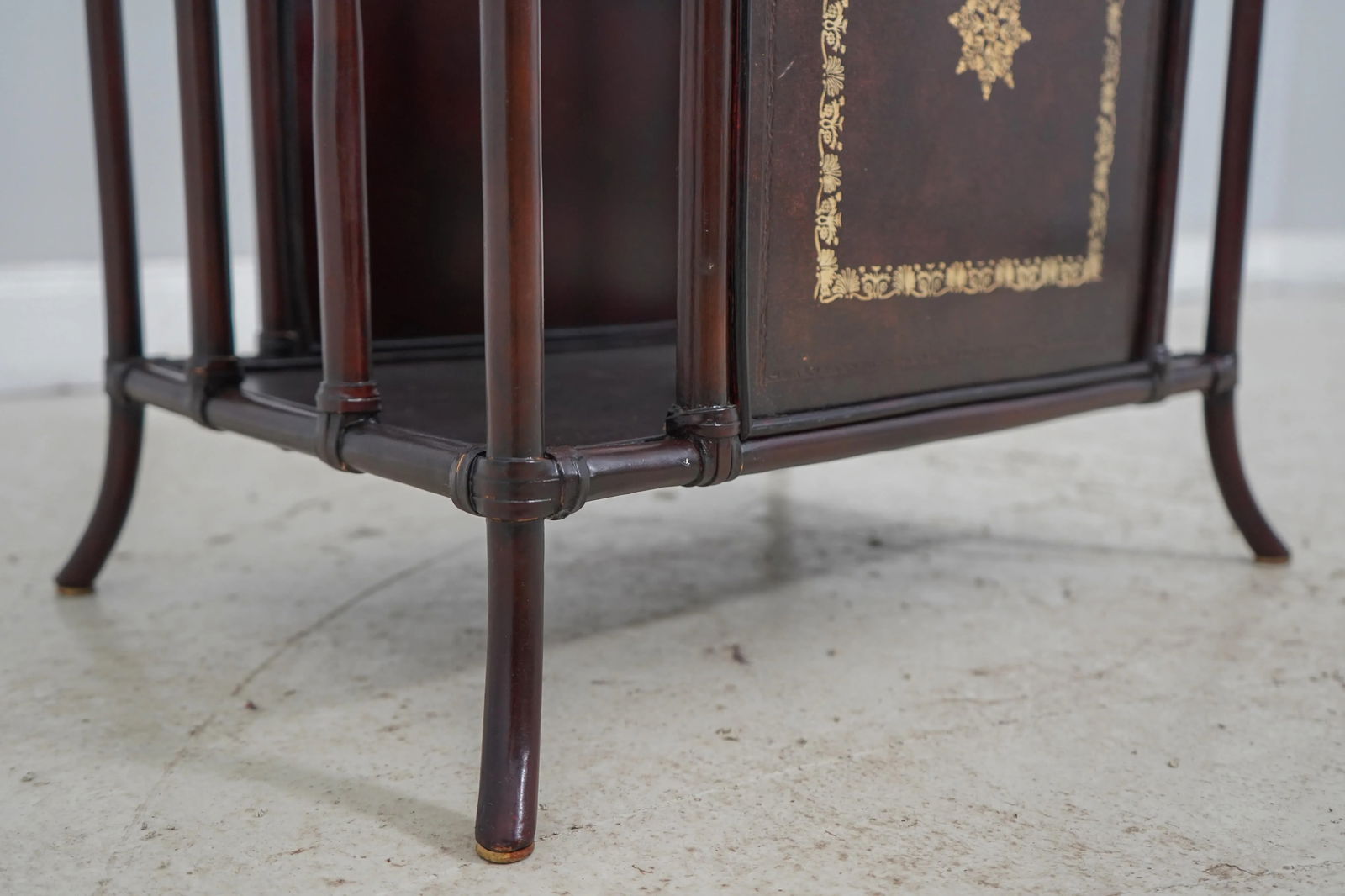 Maitland Smith Bamboo Form & Leather Magazine Rack - 3