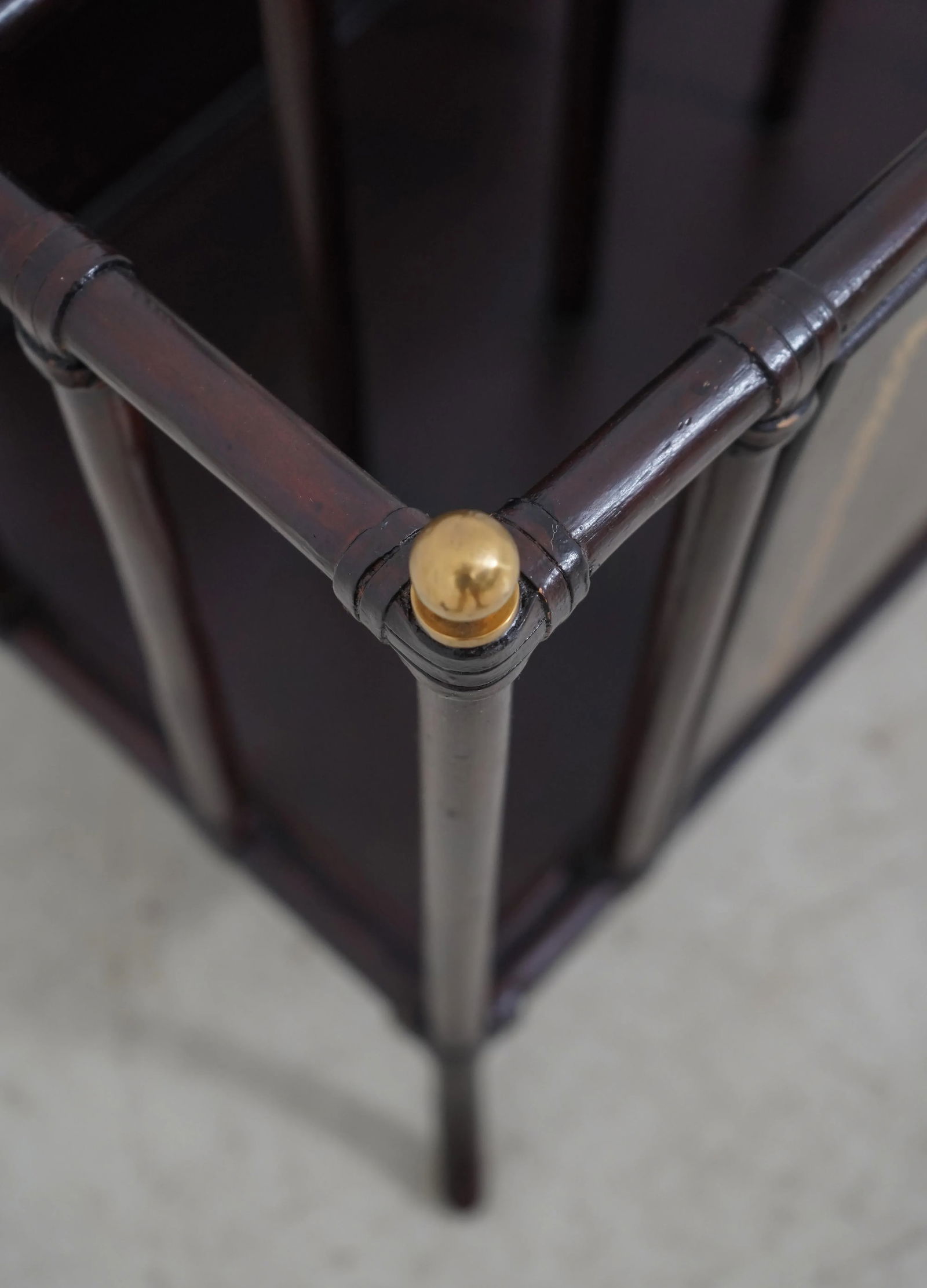 Maitland Smith Bamboo Form & Leather Magazine Rack - 4