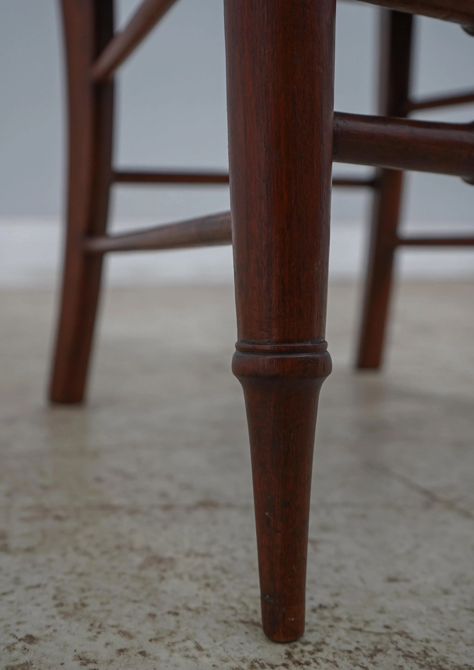 American Victorian Walnut Arm Chair W. Leather Seat - 8