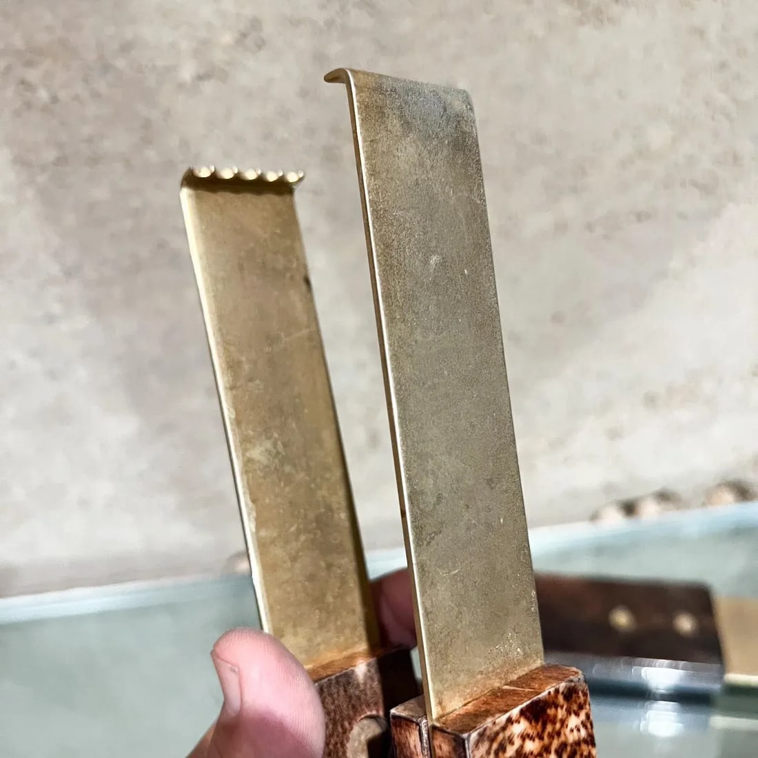 Aldo Tura Barware Bottle Opener + Ice Tongs Goatskin and Brass Italy - 8