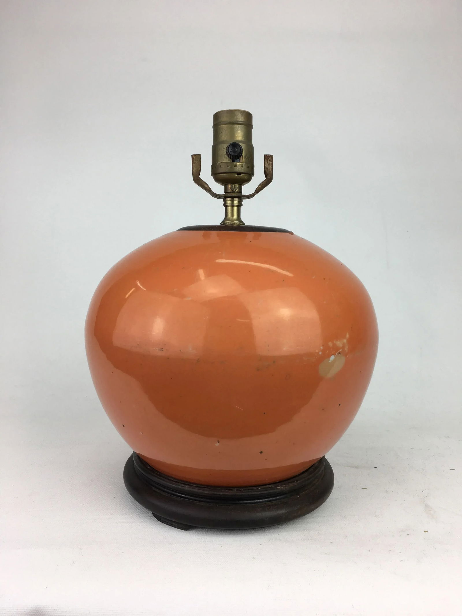 Vintage Mellon Jar Orange Porcelain Lamp - 2