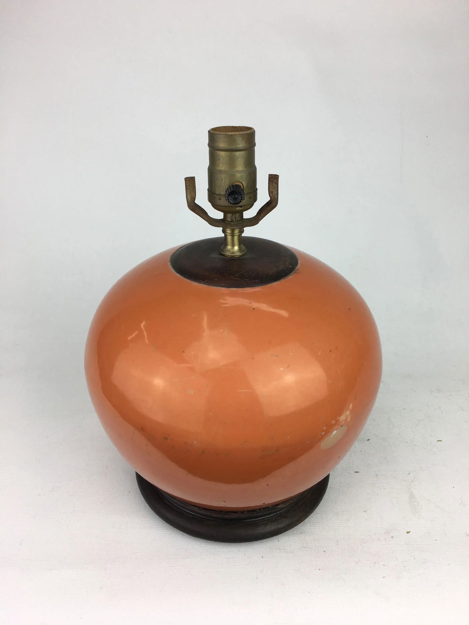 Vintage Mellon Jar Orange Porcelain Lamp - 4