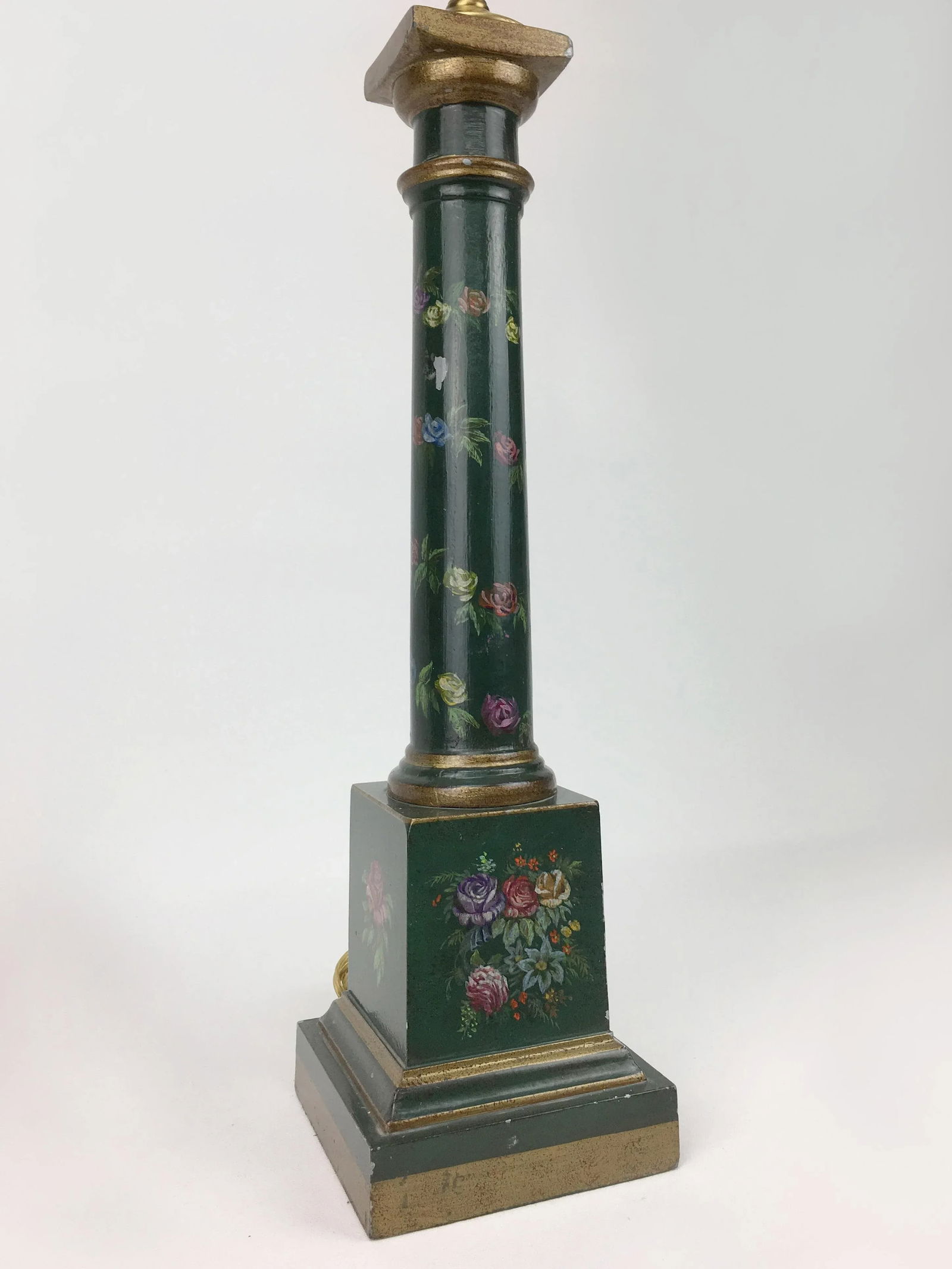 1970s Botanical Motif Column Table Lamp - 2