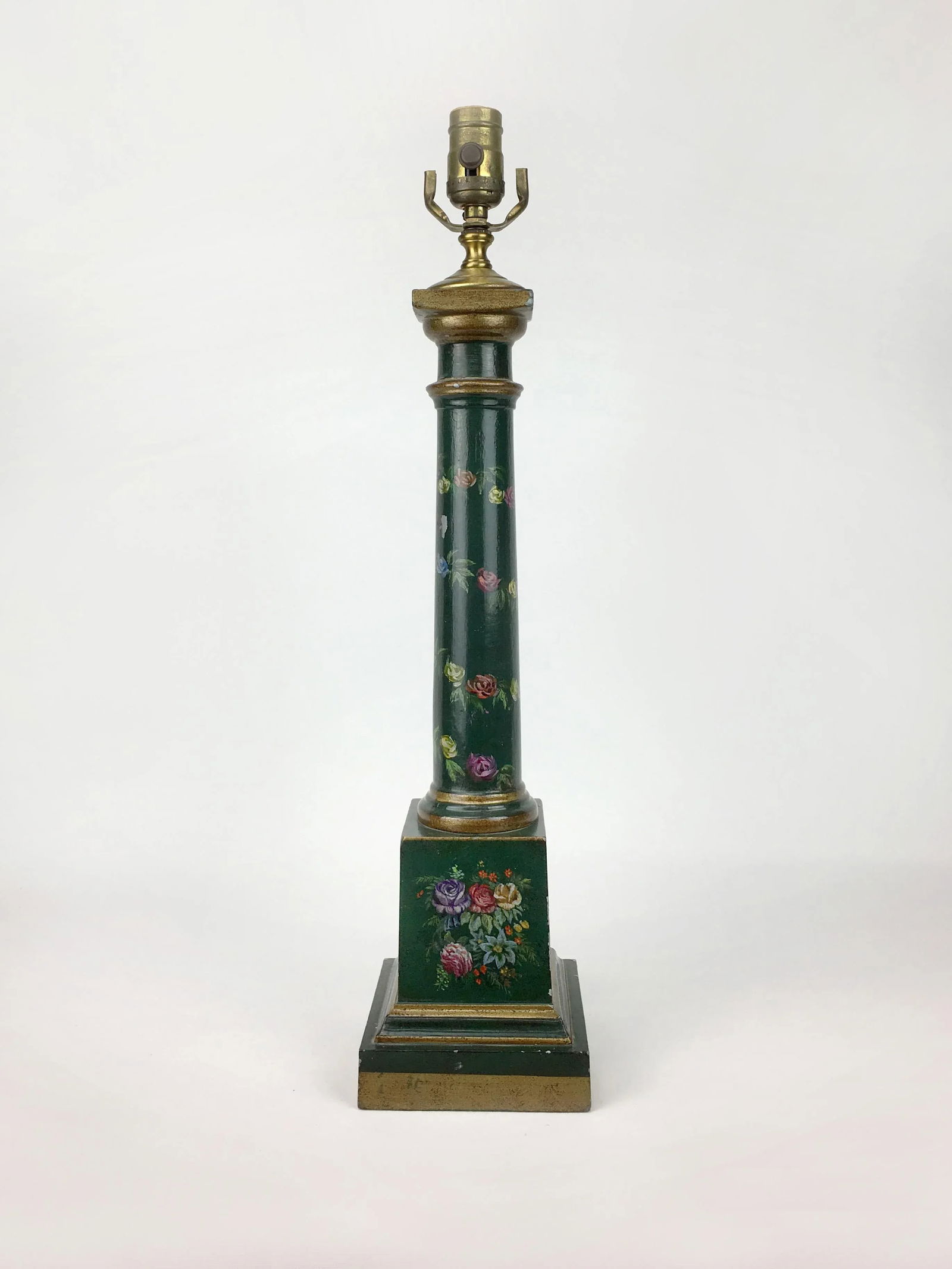 1970s Botanical Motif Column Table Lamp - 7