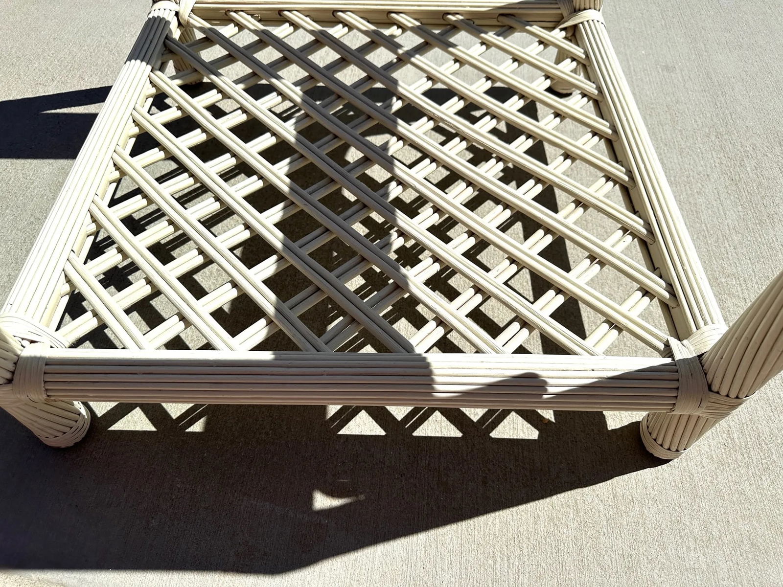 Vintage Ficks Reed White Rattan Side Table - 5