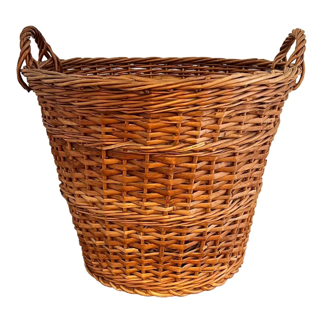 Large Mid Century Reed and Twig Kindling Basket With Handles (1 of 8)