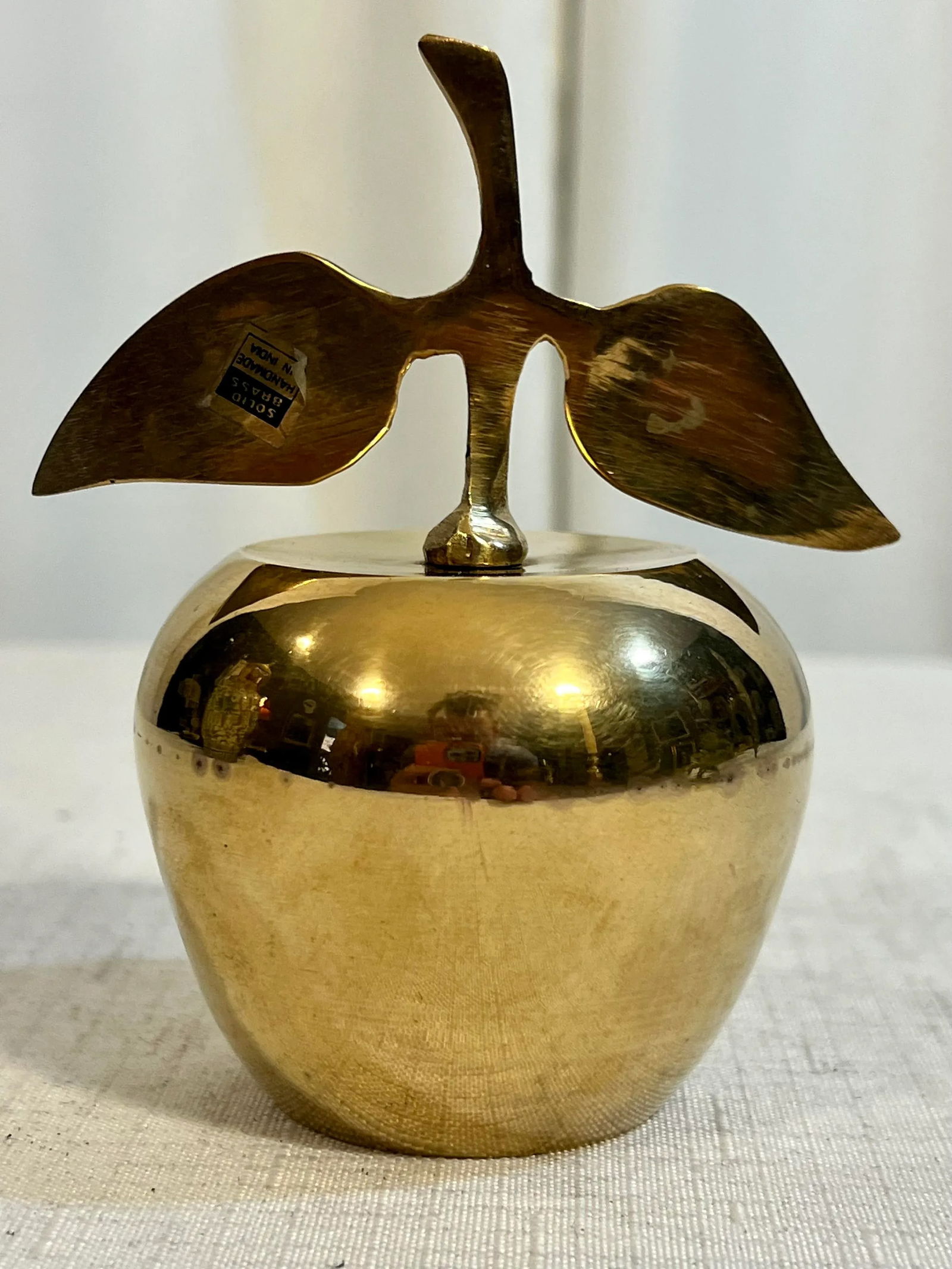 Vintage Hand Made Polished Solid Brass Apple Bell - 3