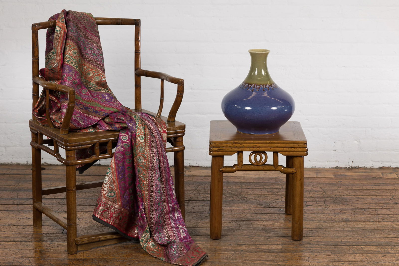 Contemporary Purple & Green Ceramic Vase - 2