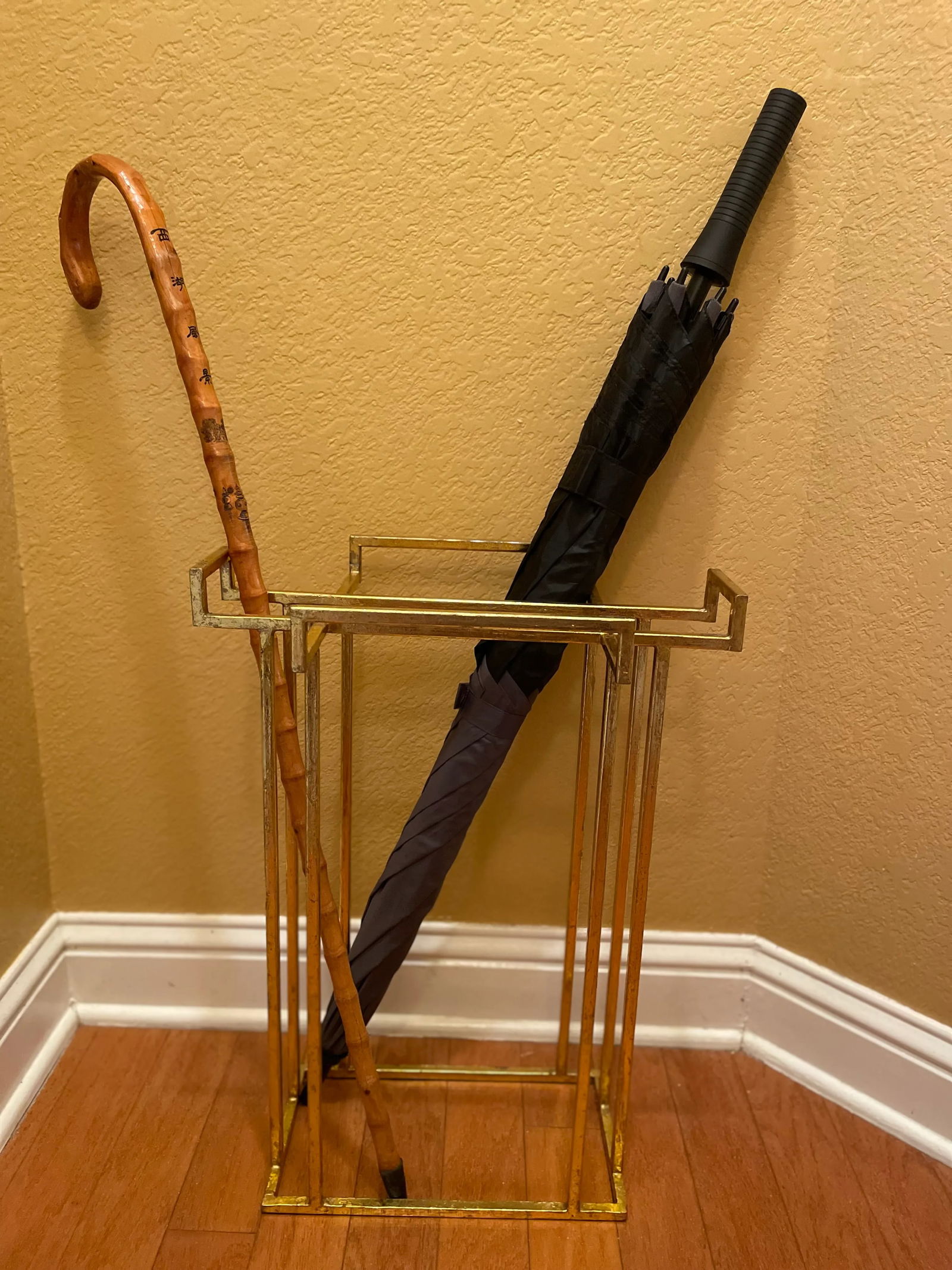 Late 20th Century Modern Gold Leaf on Metal Umbrella Stand - 2