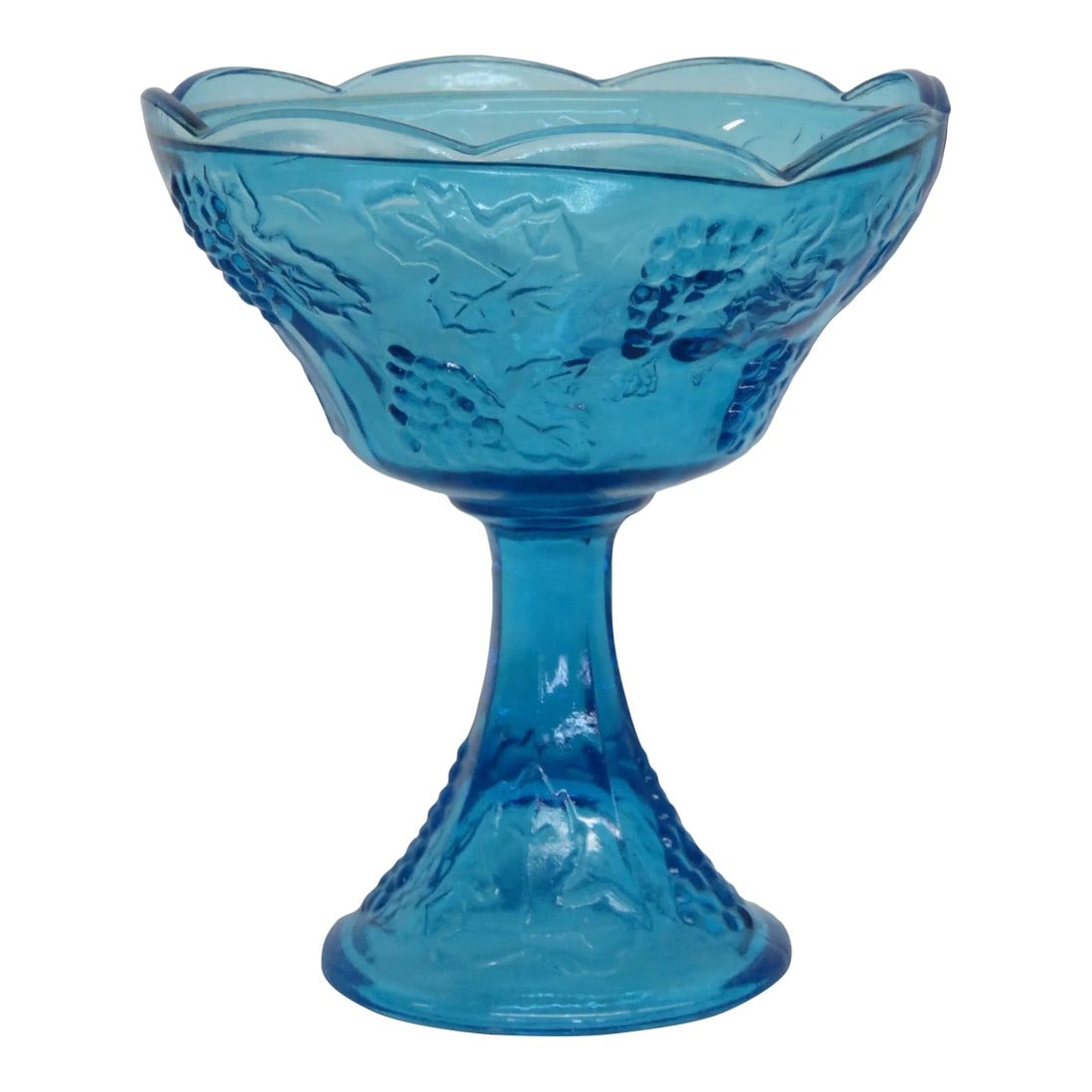 Indiana Glass Capri Blue Glass Colony Harvest Grape Compote Candy Dish Bowl (1 of 12)