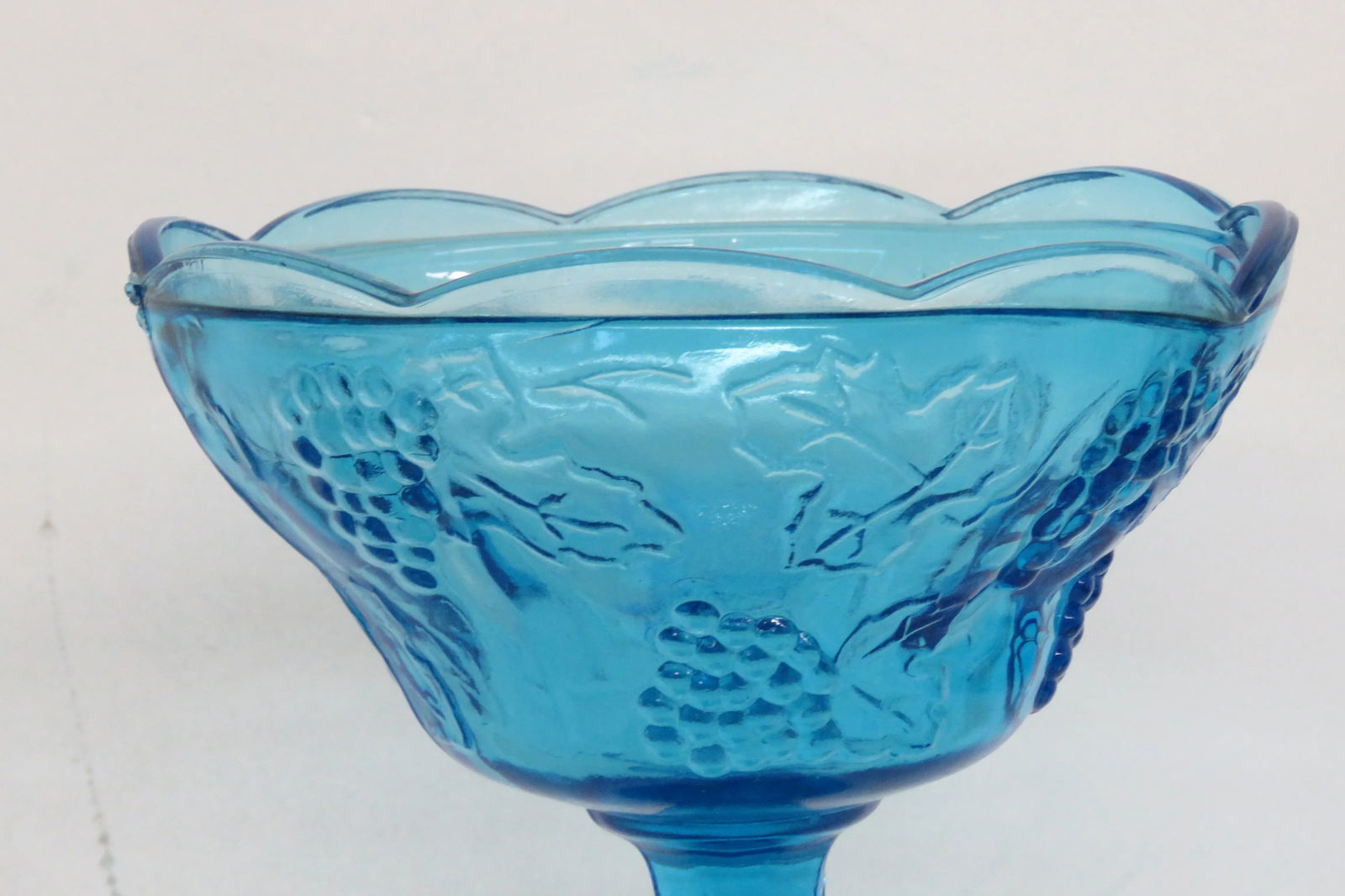 Indiana Glass Capri Blue Glass Colony Harvest Grape Compote Candy Dish Bowl - 2