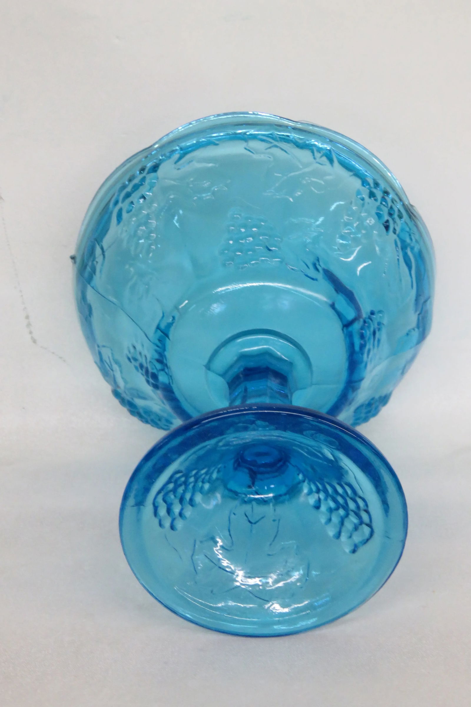 Indiana Glass Capri Blue Glass Colony Harvest Grape Compote Candy Dish Bowl - 5