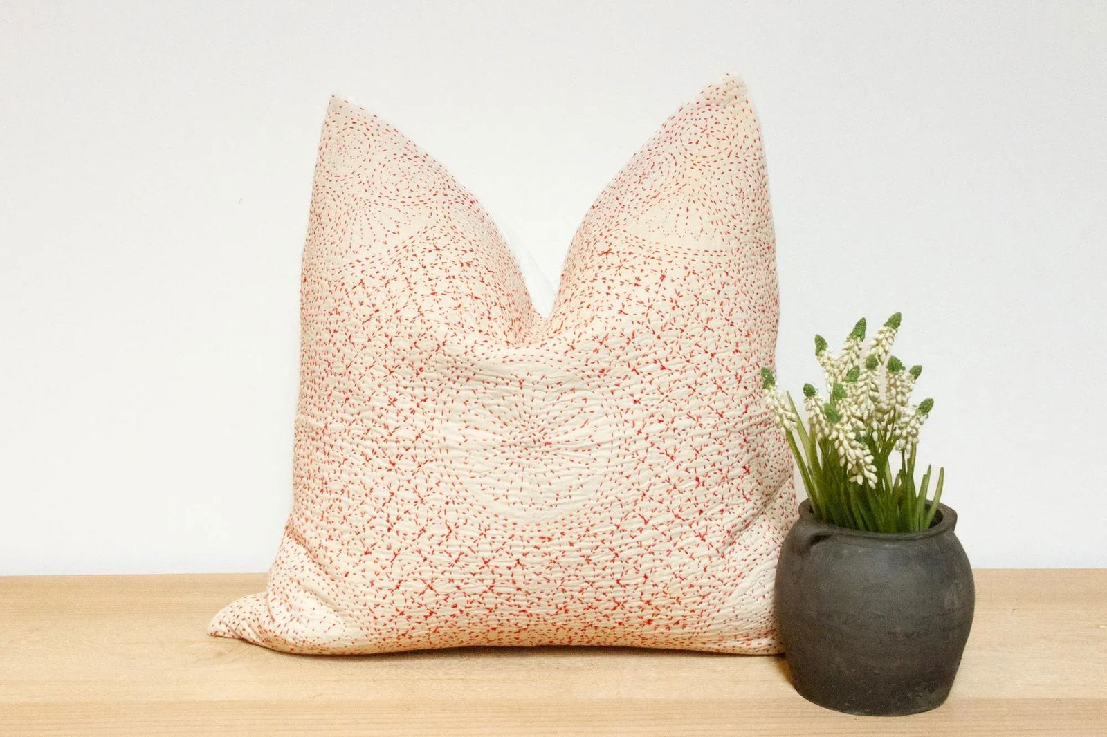 Origami White Hand-Stitched Pillow Cover - 2