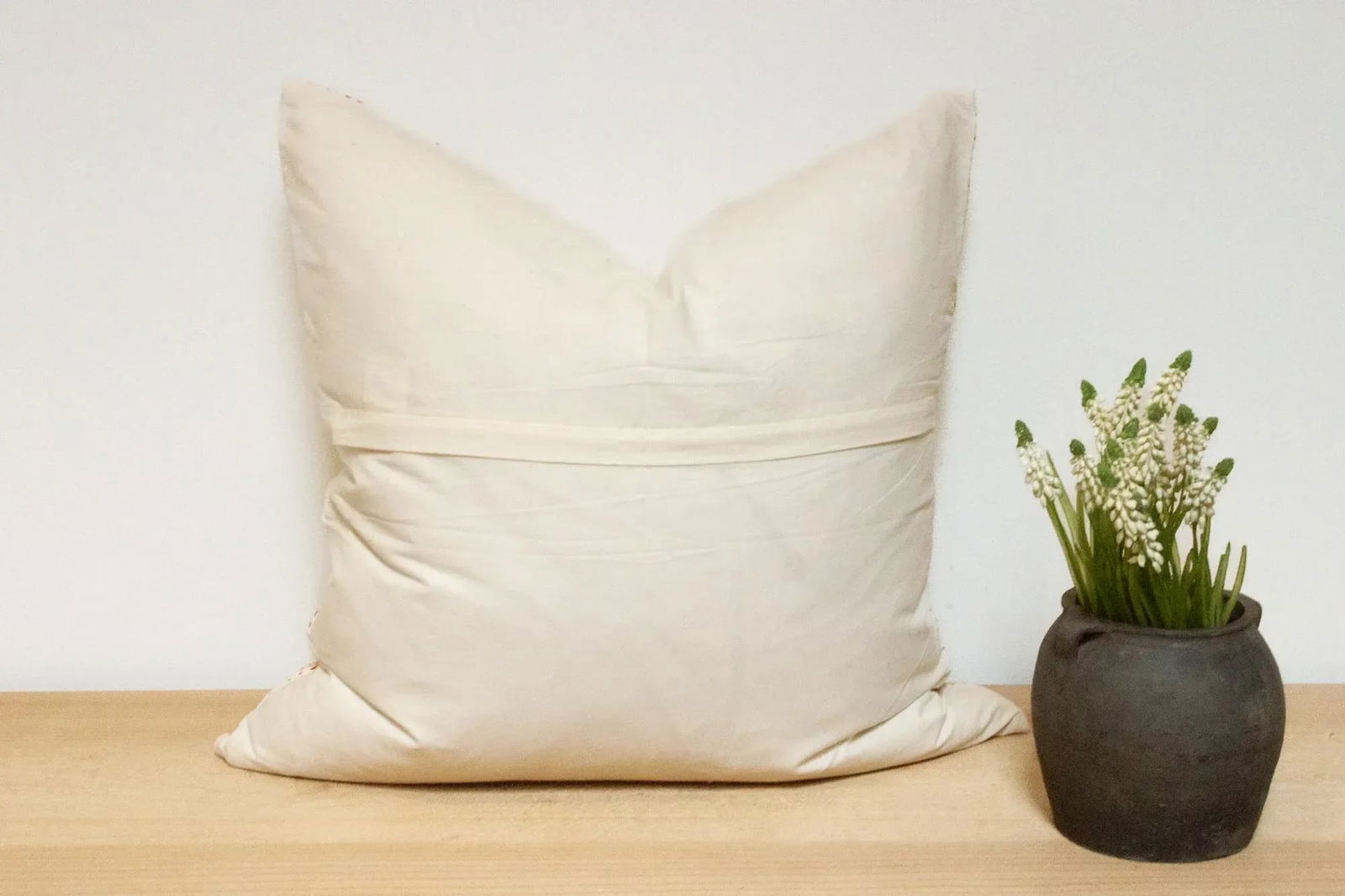 Origami White Hand-Stitched Pillow Cover - 4