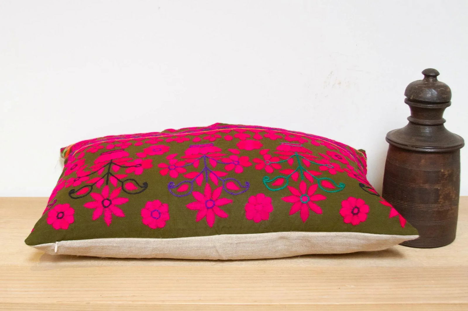 Siti Embroidered Floral Pillow - 3