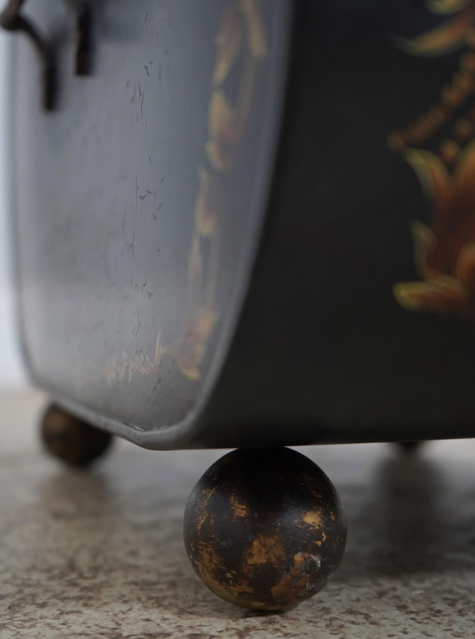 Toleware Paint Decorated Decorative Coal Bin - 4