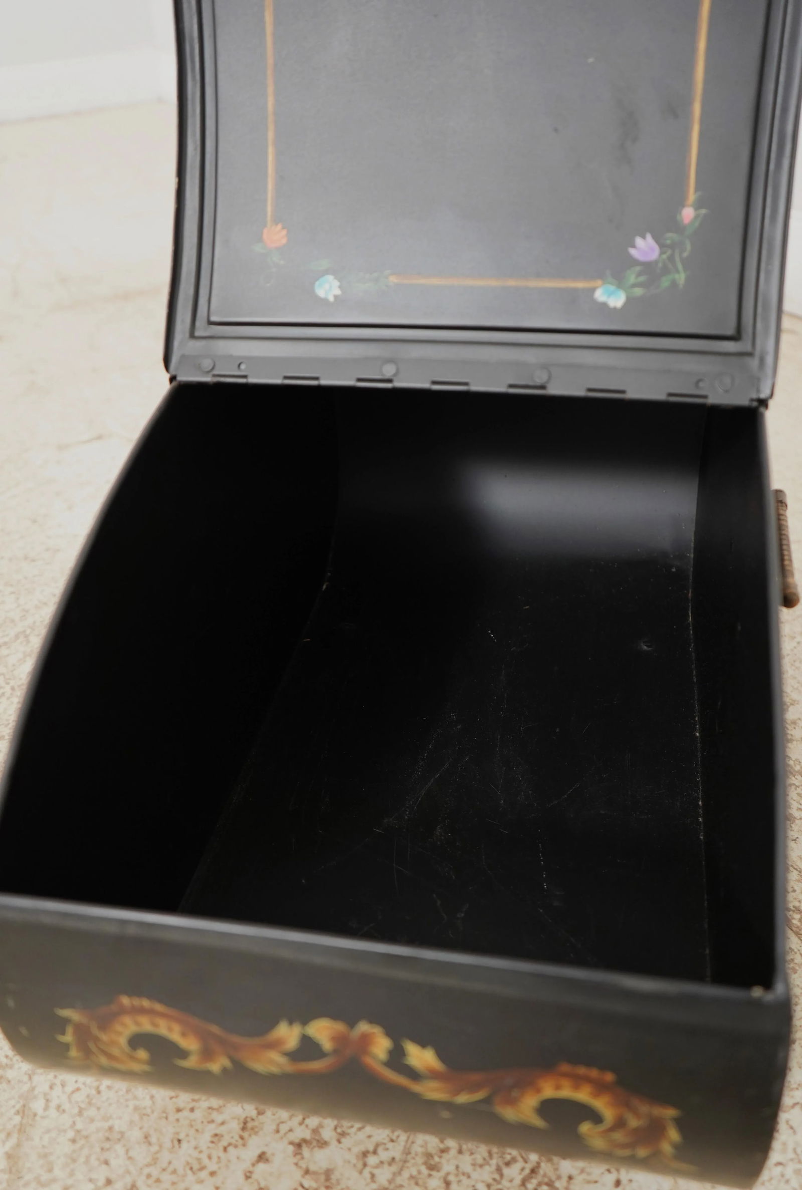 Toleware Paint Decorated Decorative Coal Bin - 5