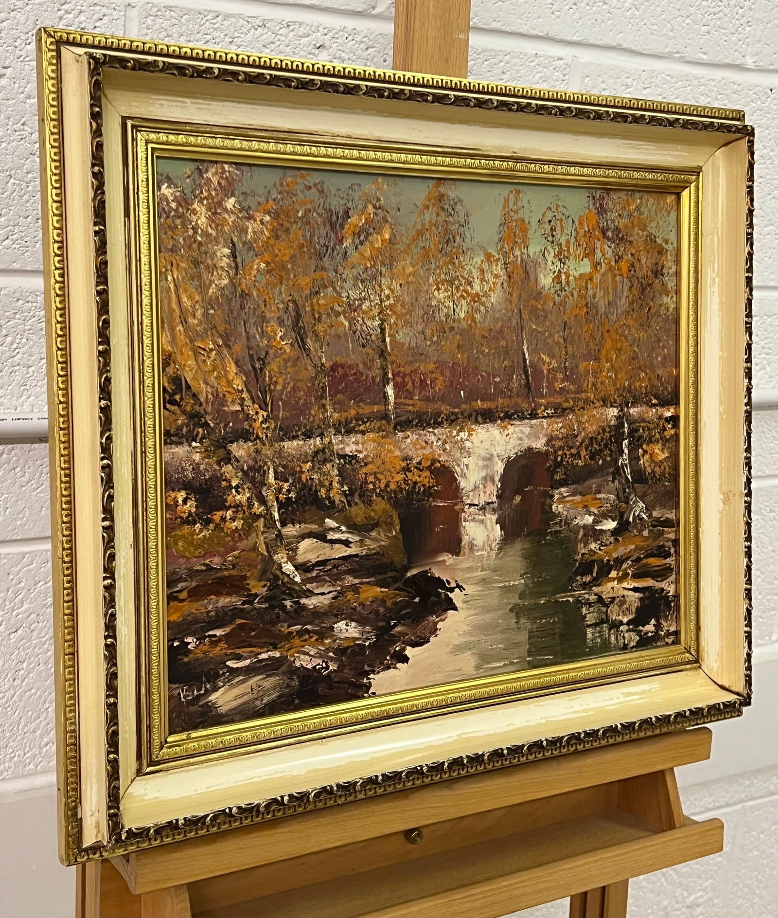 Original Impasto Oil Painting Art of an Autumnal River Landscape by Irish Artist, 1985 - 2