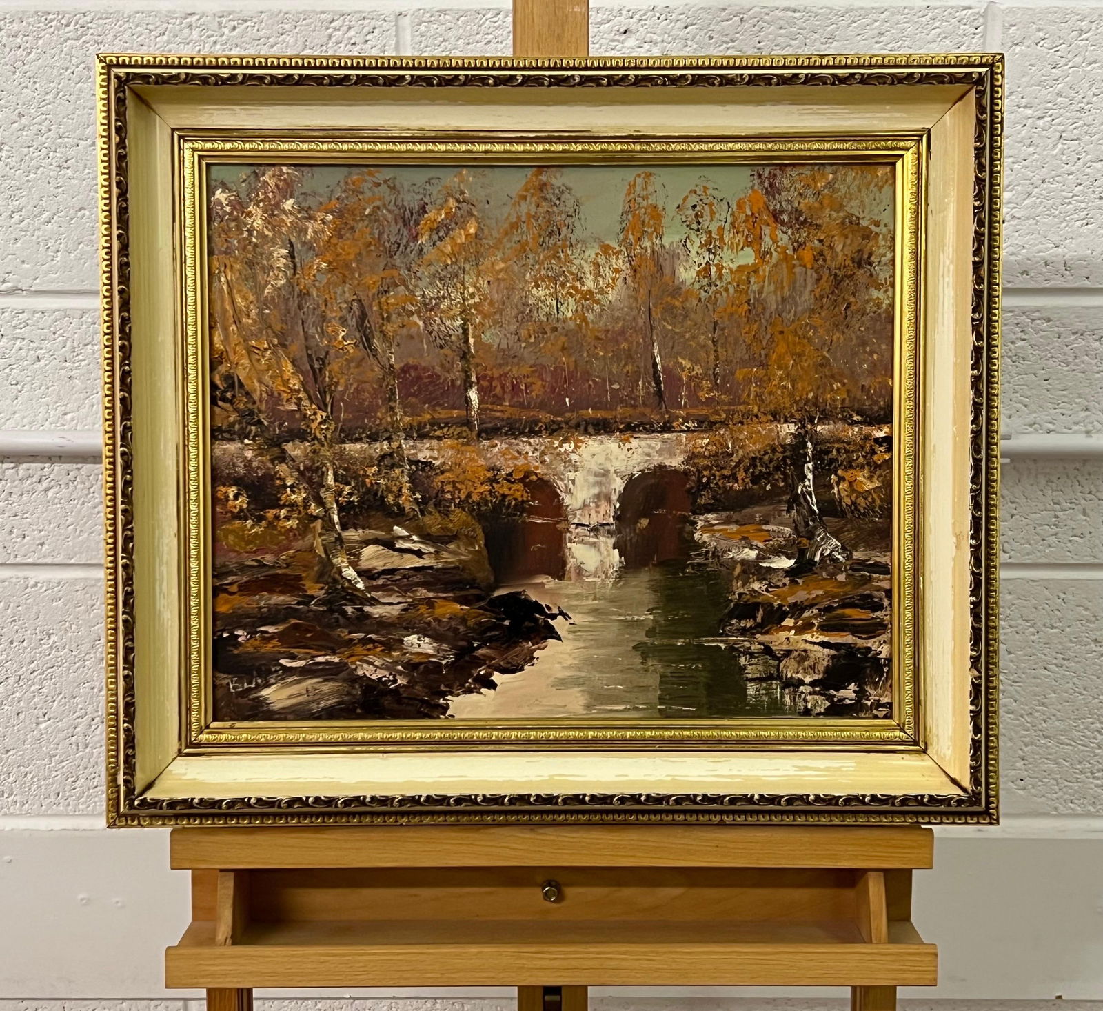 Original Impasto Oil Painting Art of an Autumnal River Landscape by Irish Artist, 1985 - 3