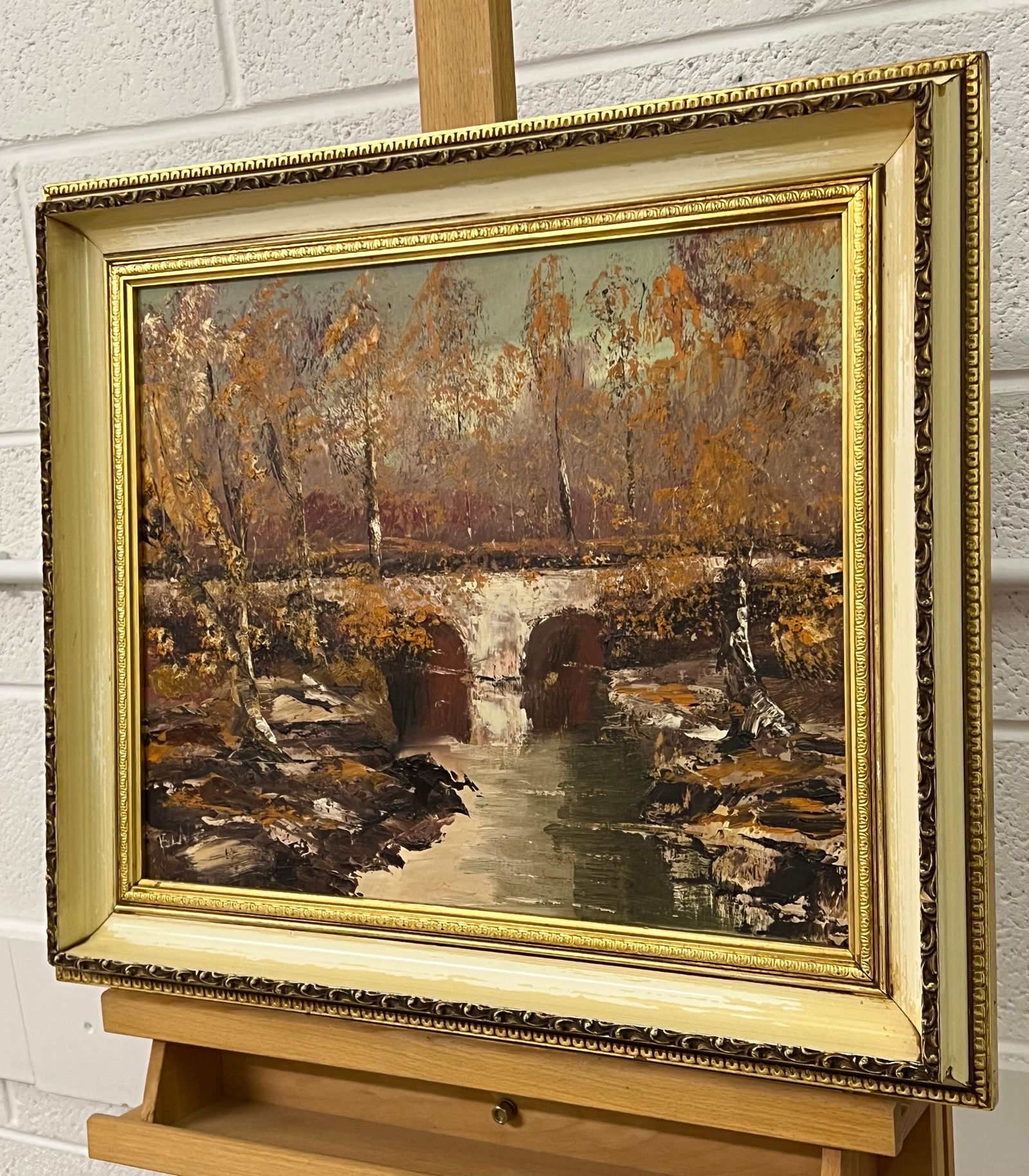 Original Impasto Oil Painting Art of an Autumnal River Landscape by Irish Artist, 1985 - 4