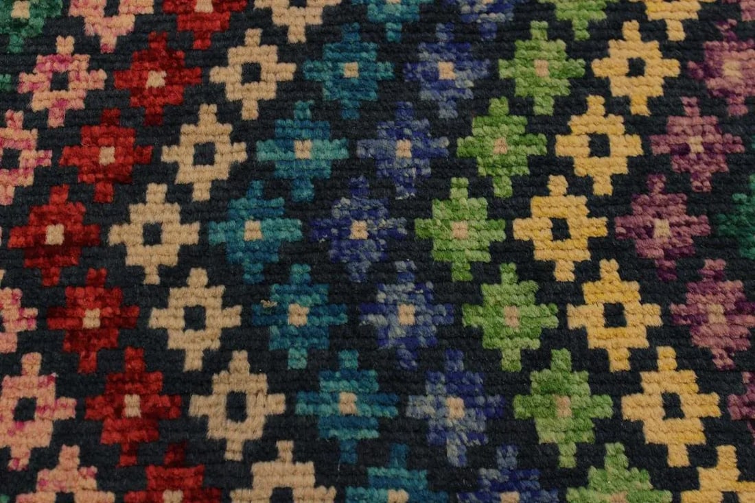 1990s Shabby Chic 1990s Southwestern Teal/Ivory Wool Rug - 3'4 X 4'8 - 6