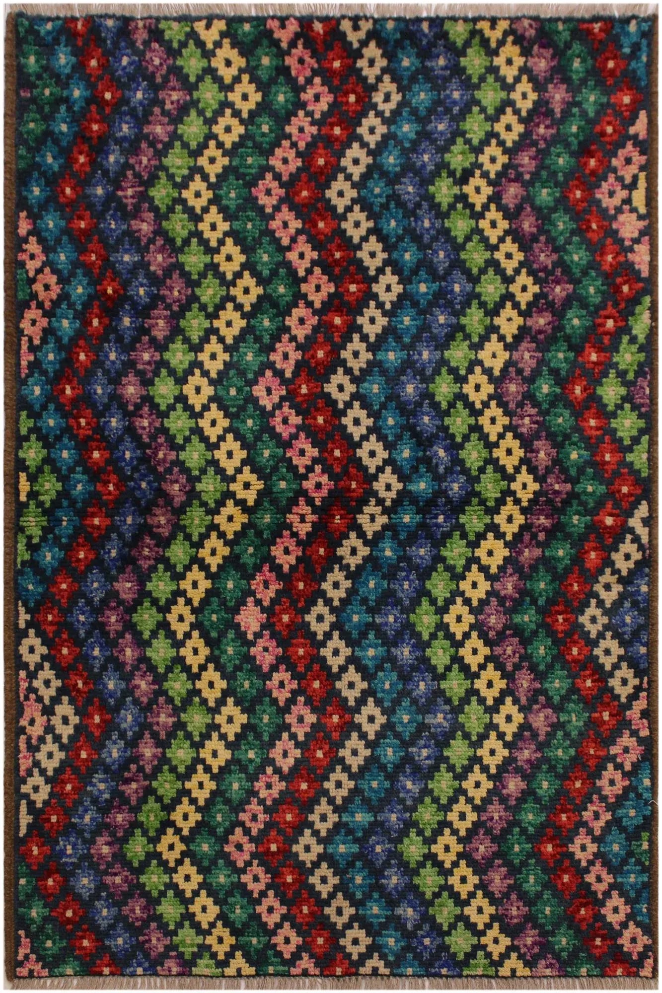 1990s Shabby Chic 1990s Southwestern Teal/Ivory Wool Rug - 3'4 X 4'8 - 8