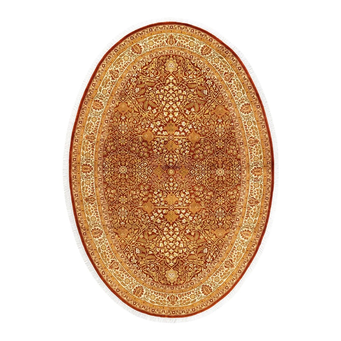 Mogul, One-of-a-Kind Hand-Knotted Area Rug - Orange, 5' 1" x 7' 7": With understated palettes and allover designs, the rugs in the Mogul Collection will bring timeless sophistication to any room. Influenced by a spectrum of Turkish, Indian, and Persian designs, the ar