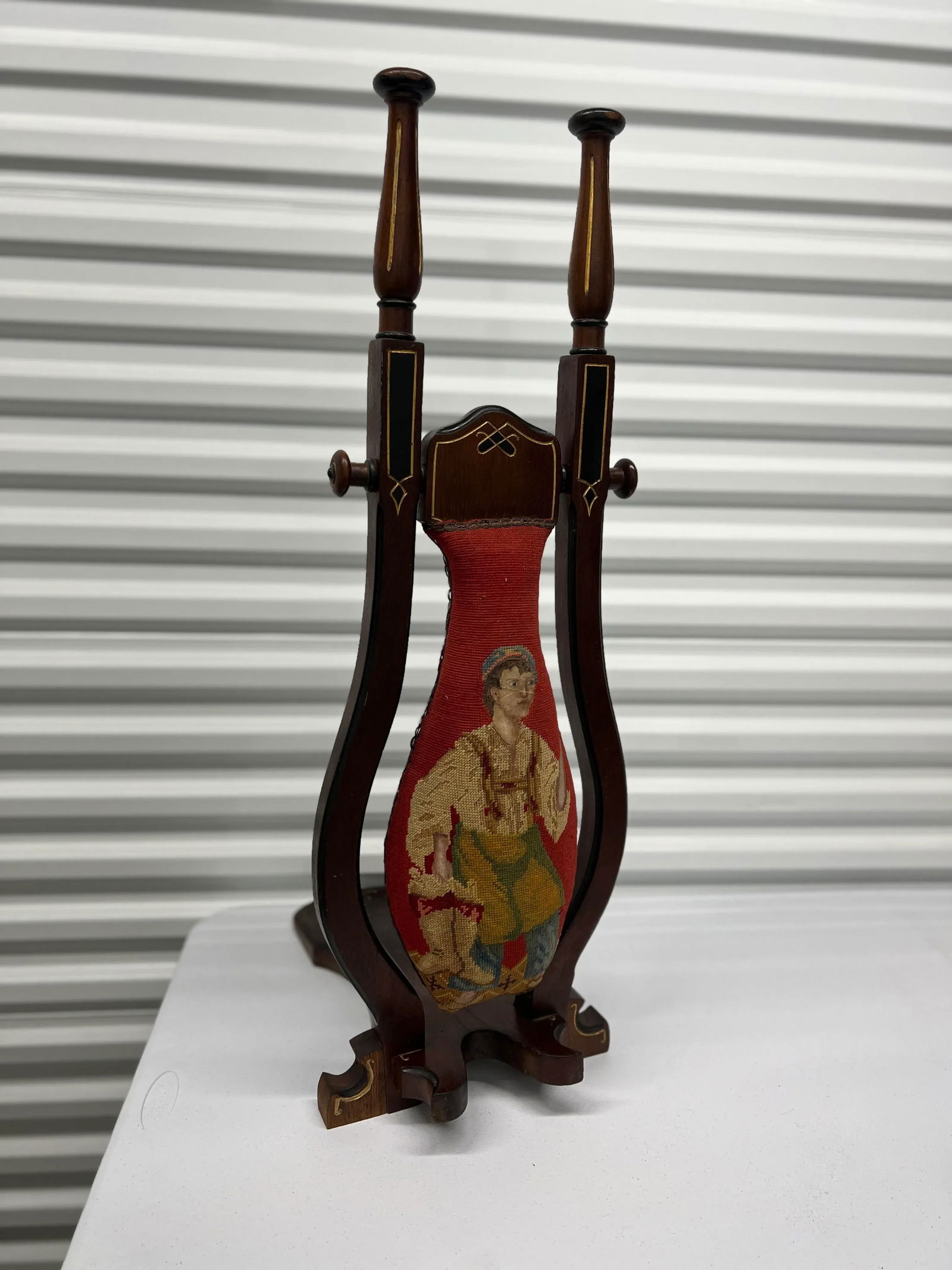 Unusual 19th C., Victorian Aesthetic Movement Petit Point Boot Jack - 12