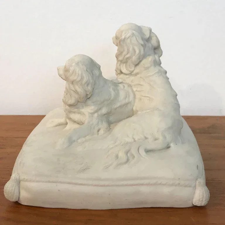 Late 18th Century Antique English Parian King Charles Spaniels Group by Copeland - 10