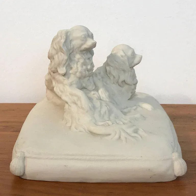 Late 18th Century Antique English Parian King Charles Spaniels Group by Copeland - 7