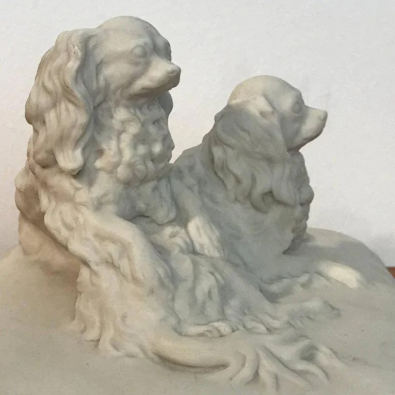 Late 18th Century Antique English Parian King Charles Spaniels Group by Copeland - 8