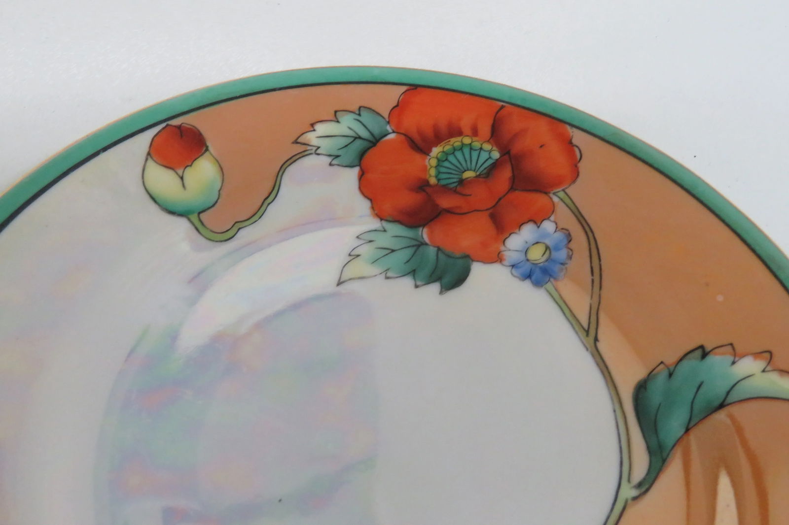 Noritake Lusterware Poppy Flower 7 Pc Cake Plate and 6 Dessert Plates - 6