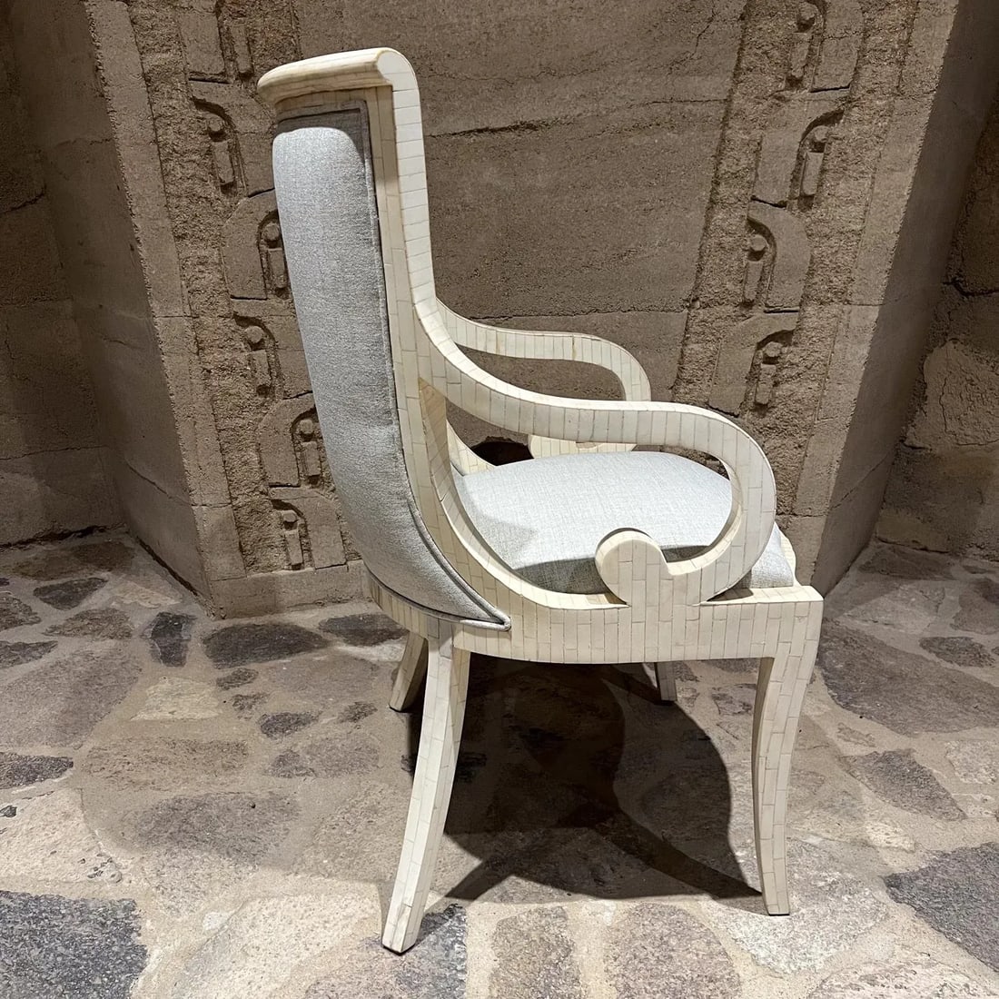 1970s Enrique Garcel Armchair Tessellated Bone Inlay Colombia - 2