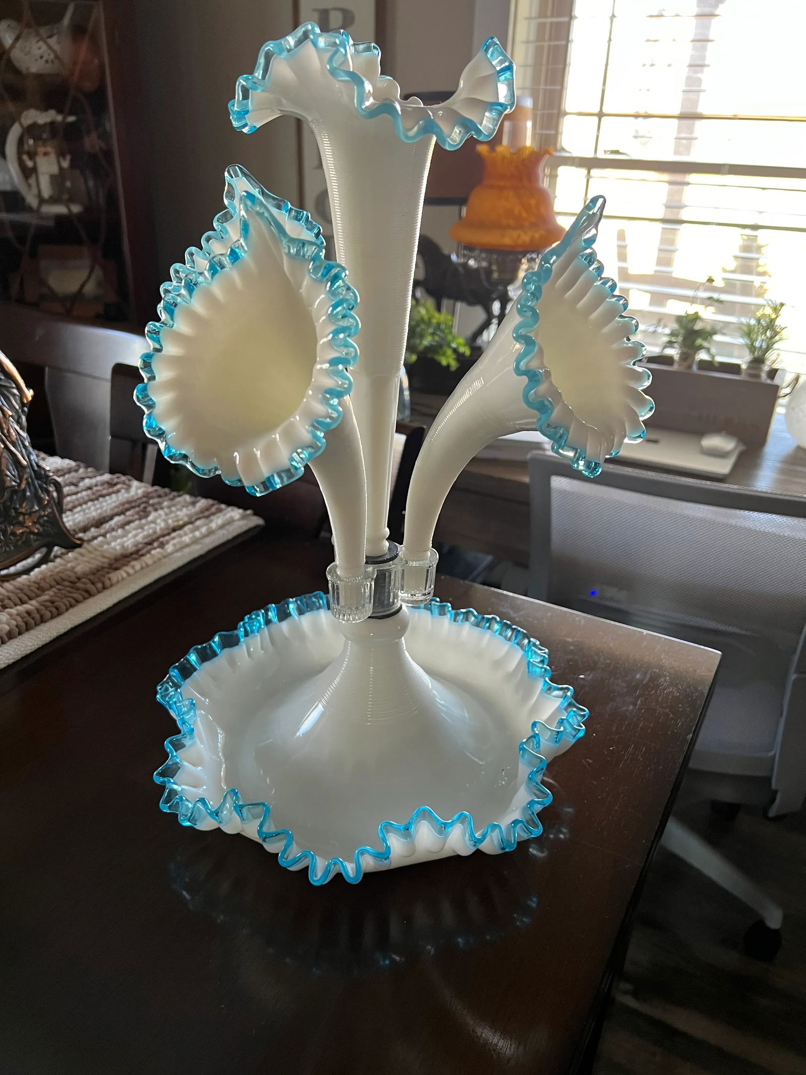 1950s Fenton Epergne Trumpet Vase - 2