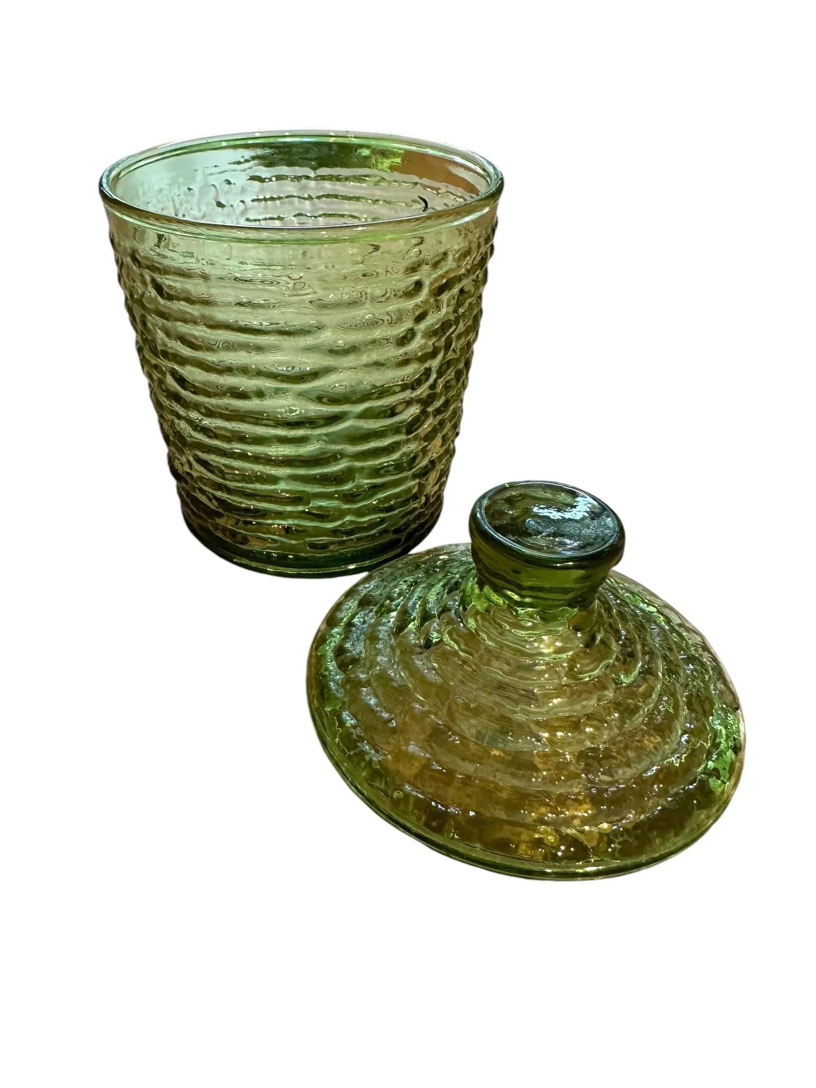 Vintage Retro Anchor Hocking Soreno Green Sugar Bowl With Lid - 3