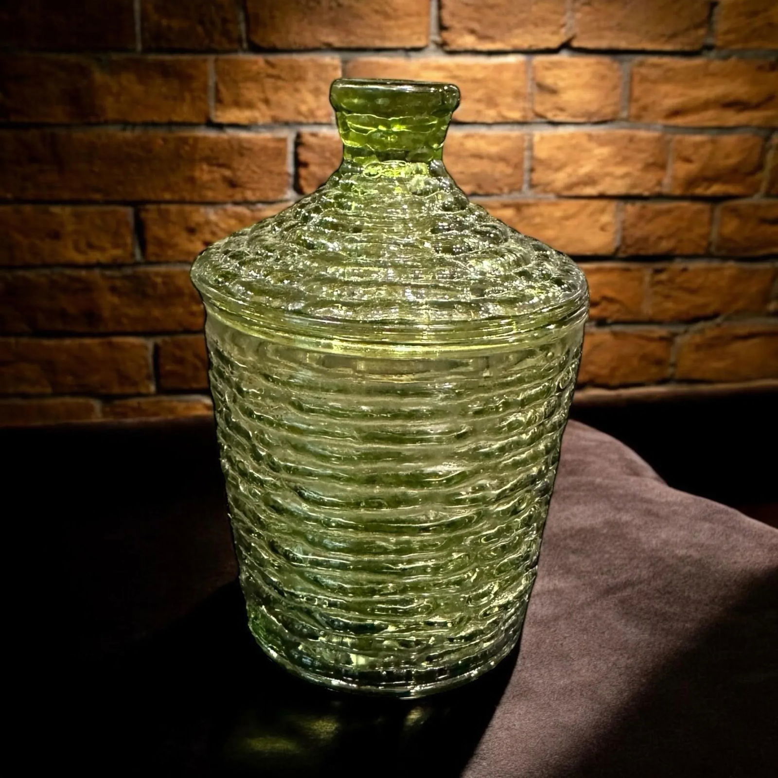 Vintage Retro Anchor Hocking Soreno Green Sugar Bowl With Lid - 5