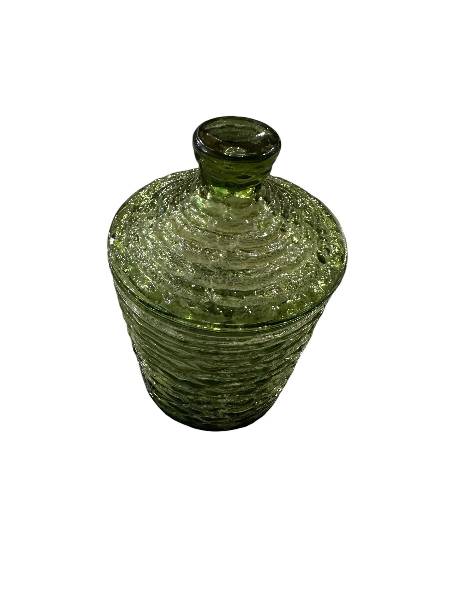 Vintage Retro Anchor Hocking Soreno Green Sugar Bowl With Lid - 6