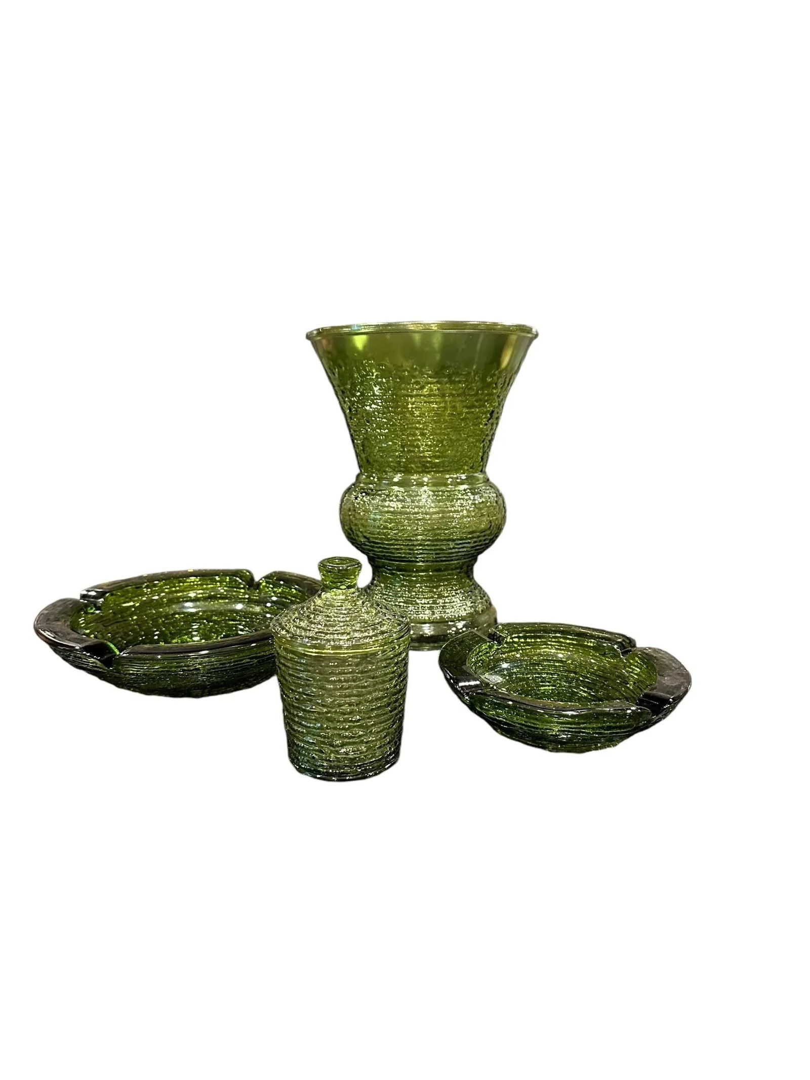 Vintage Retro Anchor Hocking Soreno Green Sugar Bowl With Lid - 8