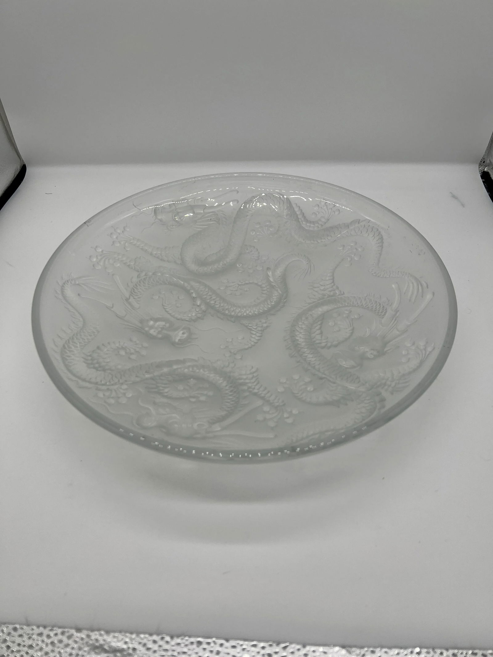 Large Josef Inwald Art Glass Platter With 5 Claw Dragon - Barolac Glass - 5