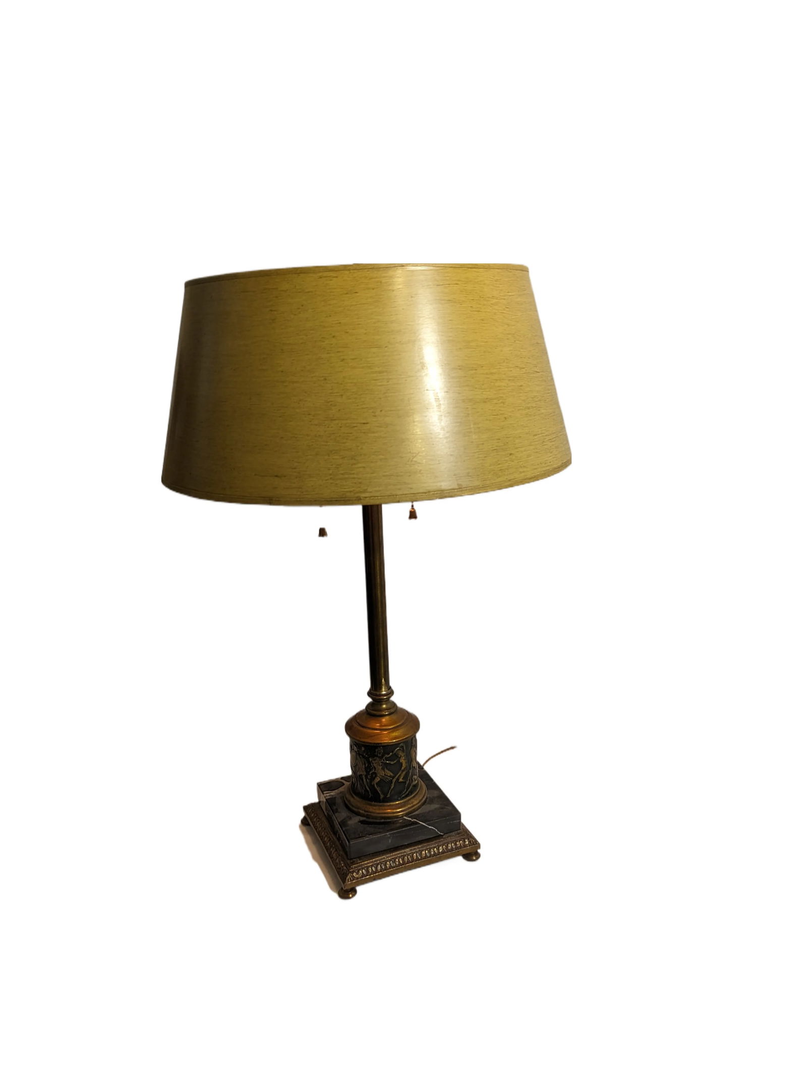 Vintage Brass & Marble Stiffel Neoclassical Table Lamp Roman Embossed Figures - 2