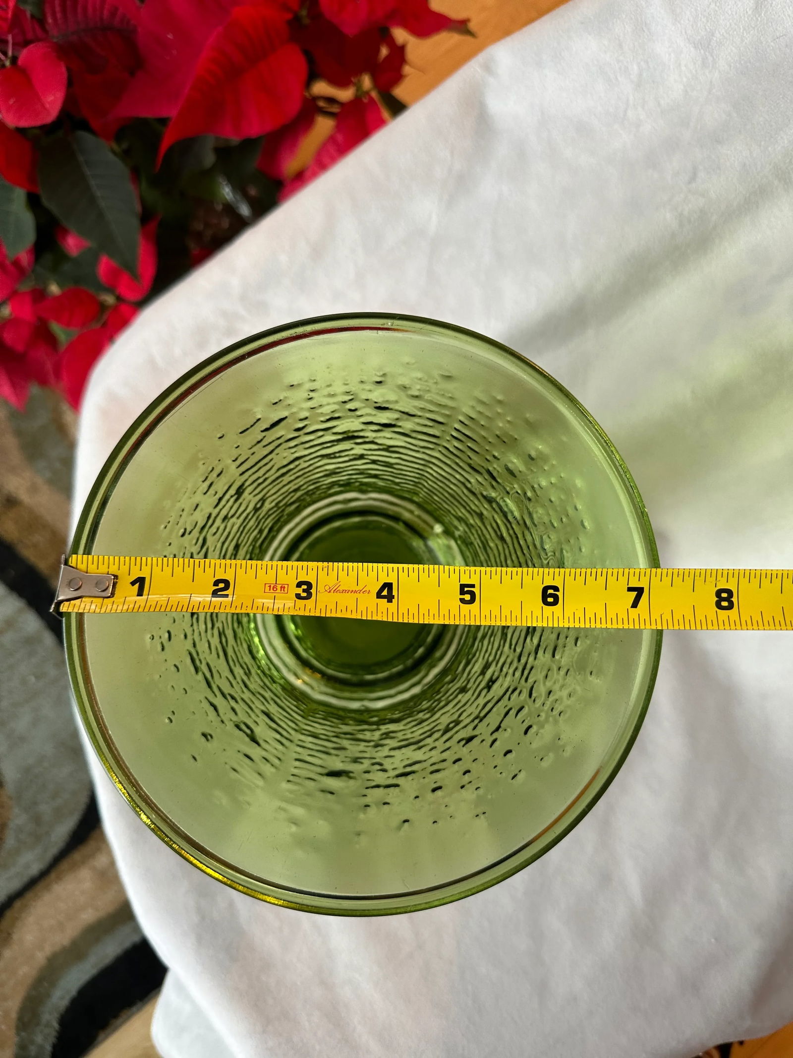 1970s Large Anchor Hocking Soreno Green Ripple Texture Glass Vase - 4