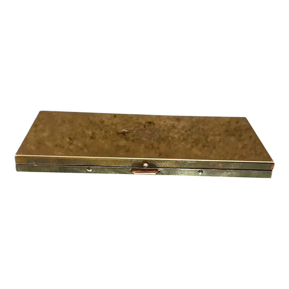1960s Vintage Brass Compact Case: AMBIANIC presents Vintage Brass Compact Case engraved .38 thick x 5.25 w x 2.25 d Hard to open. Preowned unrestored vintage condition See all images for details. Condition: Alterations: Original