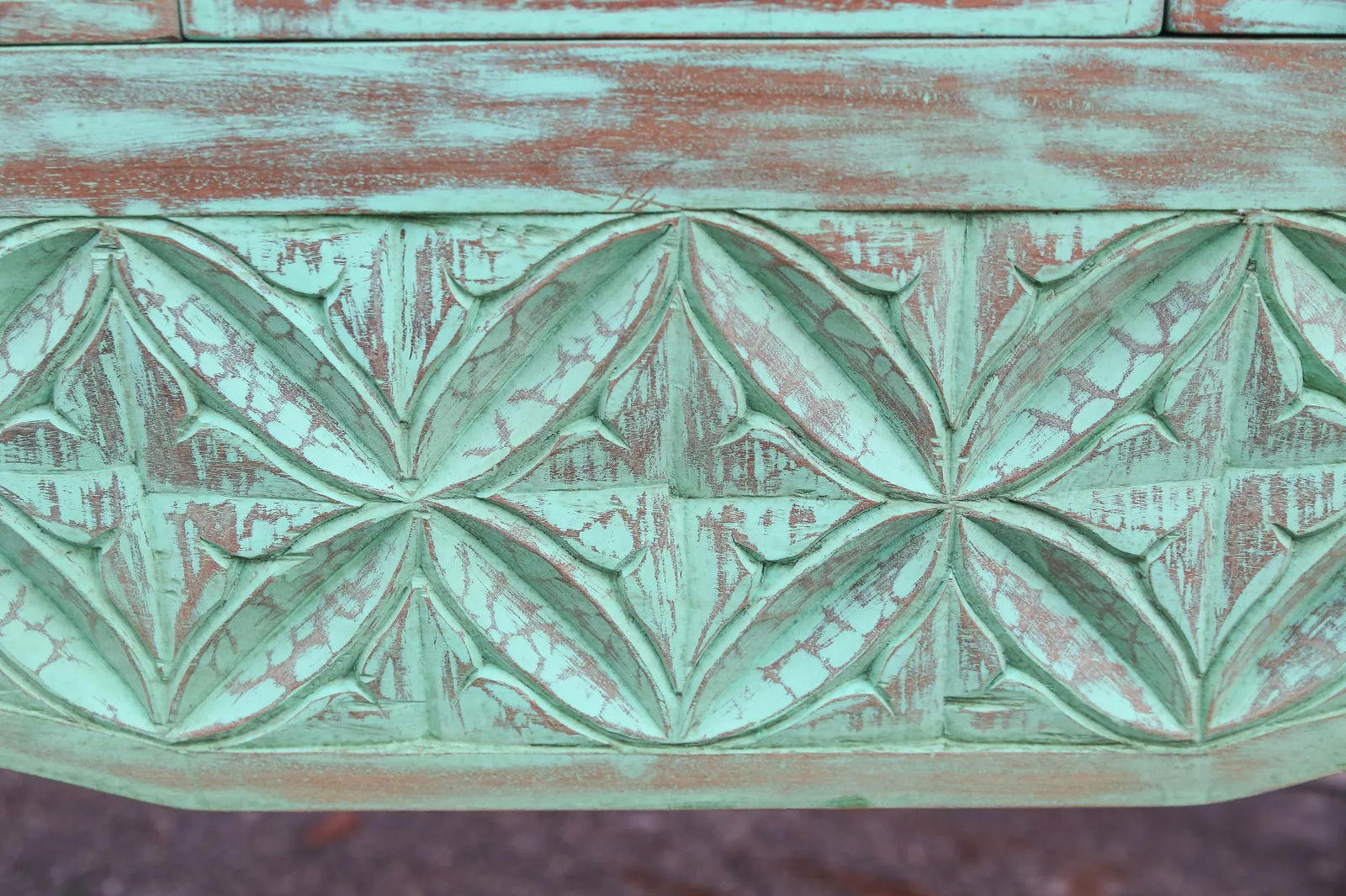 1950s Mint Green Moorish Carved Console - 8