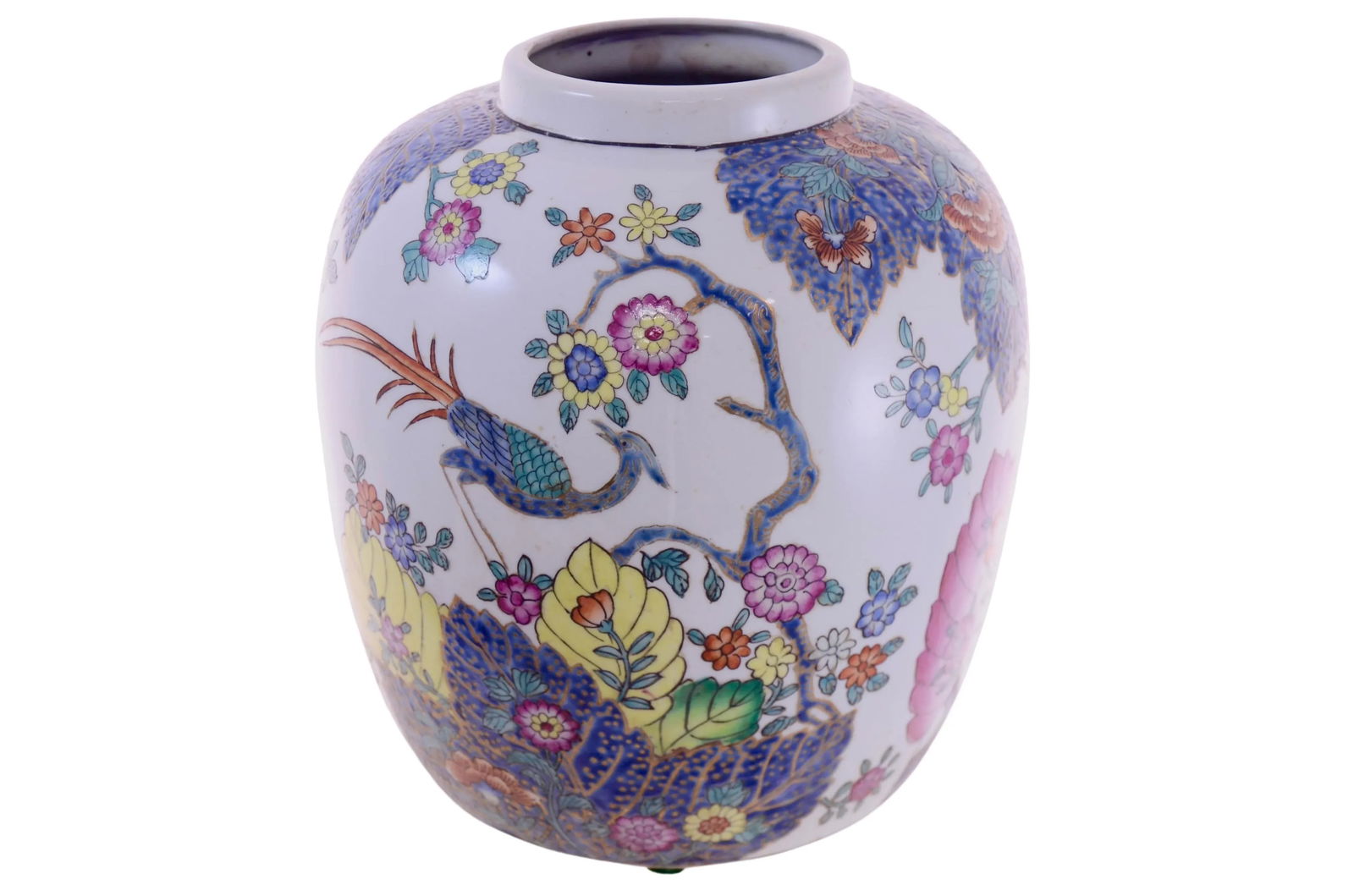 Tobacco Leaf Design Chinoiserie Ginger Jar Urn - 3