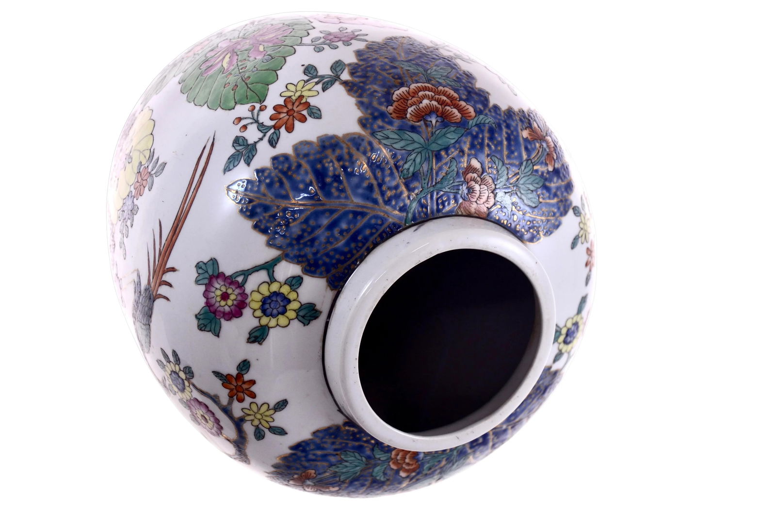 Tobacco Leaf Design Chinoiserie Ginger Jar Urn - 4